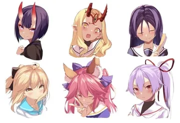 ibaraki douji (fate), minamoto no raikou (fate), okita souji (fate), okita souji (koha-ace), shuten douji (fate), tamamo (fate), tamamo no mae (fate/extra), tomoe gozen (fate) (fate/grand order, fate (series)) by spider apple