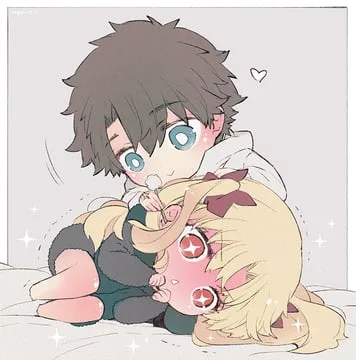 ereshkigal (fate), fujimaru ritsuka (male) (fate/grand order, fate (series)) by azumi (myameco)