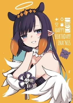 ninomae ina'nis, ninomae ina'nis (1st costume), takodachi (ninomae ina'nis) (hololive english) by num (angrynum)
