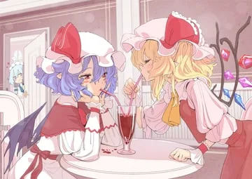 flandre scarlet, izayoi sakuya, remilia scarlet (touhou) by kawayabug