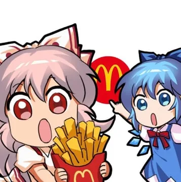 cirno, fujiwara no mokou (mcdonald's, touhou) by jokanhiyou