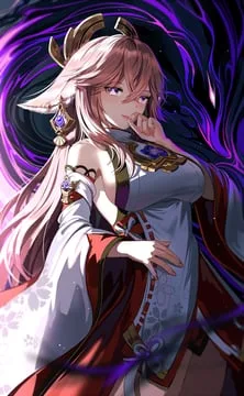 hu tao, shenhe, yae miko (genshin impact) by silence girl
