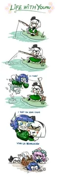 konpaku youmu, saigyouji yuyuko, wakasagihime (touhou) by peachems (gemu)