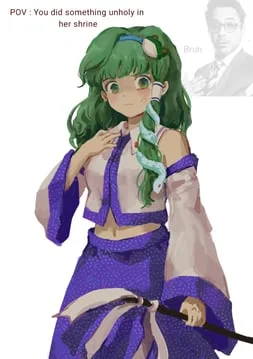 kochiya sanae, robert downey jr. (real life, touhou) by himuhino