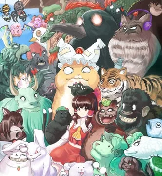 chen, chen (cat), flandre scarlet, flandre scarlet (bat), fujiwara no mokou, fujiwara no mokou (phoenix), futatsuiwa mamizou, futatsuiwa mamizou (tanuki), hakurei reimu, himekaidou hatate, himekaidou hatate (crow), hong meiling, hong meiling (dragon), hoshiguma yuugi, houjuu nue, houjuu nue (nue), imaizumi kagerou, imaizumi kagerou (wolf), inaba tewi, inaba tewi (bunny), inubashiri momiji, inubashiri momiji (wolf), kaenbyou rin, kaenbyou rin (cat), kamishirasawa keine, kamishirasawa keine (hakutaku), kasodani kyouko, kasodani kyouko (yamabiko), kicchou yachie, kicchou yachie (jidiao), komano aunn, komano aunn (komainu), kurodani yamame, kurodani yamame (spider), kurokoma saki, kurokoma saki (pegasus), moriya suwako, moriya suwako (frog), mystia lorelei, mystia lorelei (bird), nazrin, nazrin (mouse), niwatari kutaka, niwatari kutaka (chicken), reisen udongein inaba, reisen udongein inaba (bunny), reiuji utsuho, reiuji utsuho (bird), remilia scarlet, remilia scarlet (bat), shameimaru aya, shameimaru aya (crow), toramaru shou, toramaru shou (tiger), toyosatomimi no miko, toyosatomimi no miko (owl), ushizaki urumi, ushizaki urumi (ushi oni), wakasagihime, wakasagihime (fish), wriggle nightbug, wriggle nightbug (bug), yakumo ran, yakumo ran (fox), yasaka kanako, yasaka kanako (snake) (touhou) by profitshame