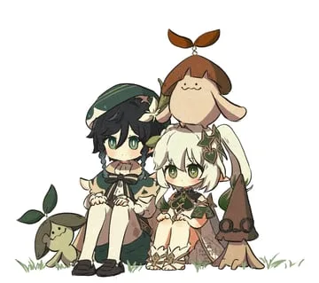 aranara (genshin impact) nahida (genshin impact) venti (genshin impact) (genshin impact) by inu (nuiinu0000)