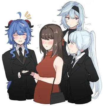 eula, ganyu, kamisato ayaka (genshin impact) by hinagi (fox priest)