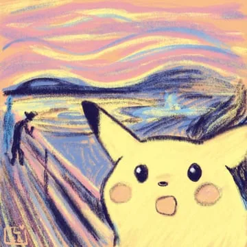 pikachu (pokemon the scream) by iviedraws