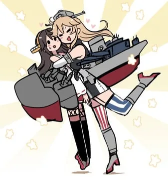 haruna (kancolle), iowa (kancolle) (kantai collection) by terrajin
