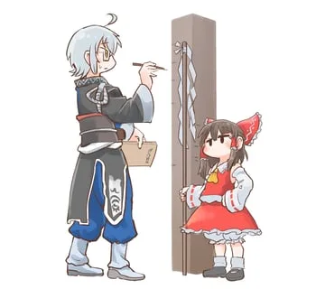 hakurei reimu, morichika rinnosuke (touhou) by chamaji