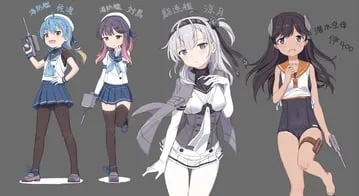 admiral (kancolle), gangut (kancolle), hibiki (kancolle), i-400 (kancolle), sado (kancolle), suzutsuki (kancolle), tsushima (kancolle) (kantai collection) by cnm