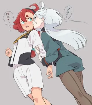 miorine rembran, suletta mercury (gundam suisei no majo) by kawayabug