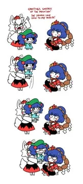 inubashiri momiji, kawashiro nitori, yasaka kanako (touhou) by peachems (gemu)