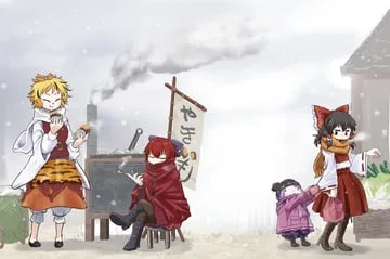 hakurei reimu, sekibanki, sukuna shinmyoumaru, toramaru shou (touhou) by chamaji