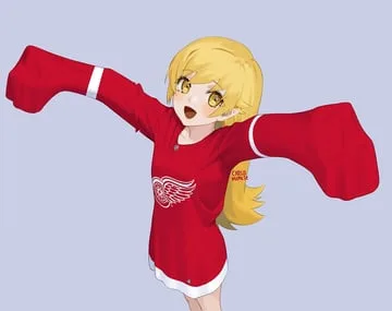 oshino shinobu (bakemonogatari, detroit red wings, monogatari (series), national hockey league) by carlo montie