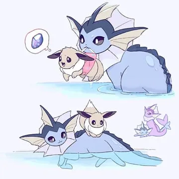 eevee, vaporeon (pokemon) by mikripkm