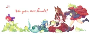 ex-keine, fujiwara no mokou, fujiwara no mokou (phoenix), imaizumi kagerou, kamishirasawa keine, sekibanki, wakasagihime (touhou) by terrajin