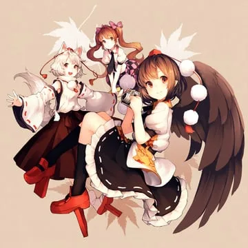 himekaidou hatate, inubashiri momiji, momiji inubashiri, shameimaru aya (touhou) by junwool