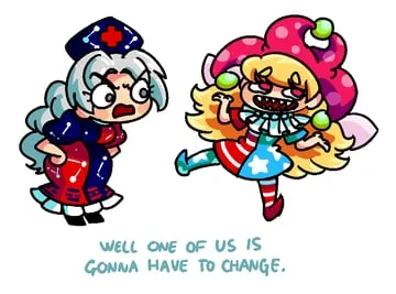 clownpiece, yagokoro eirin (touhou) by peachems (gemu)
