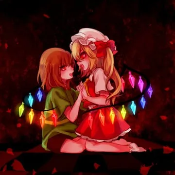 chara, flandre scarlet (touhou, undertale, utdr (toby fox)) by shan