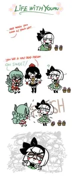 komano aunn, konpaku youmu, shameimaru aya (touhou) by peachems (gemu)