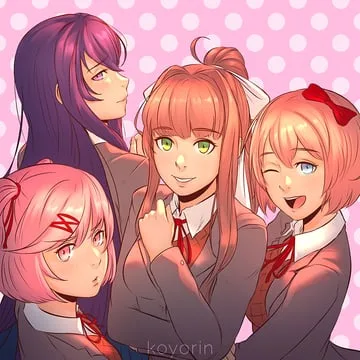 monika, natsuki, sayori, yuri (doki doki literature club) by koyorin