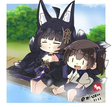 kaga (kancolle), musashi (azur lane, kantai collection) by taisa (kari)